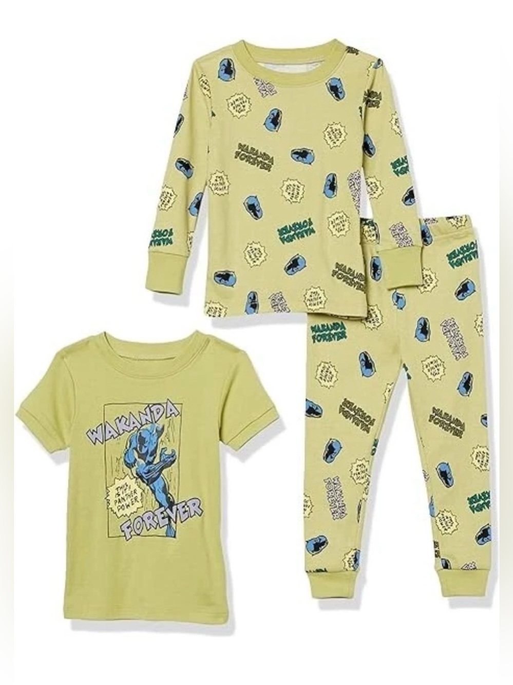 NWT Amazon Essentials Marvel Black Panther Wakanda Forever 3pc Pajamas 18M